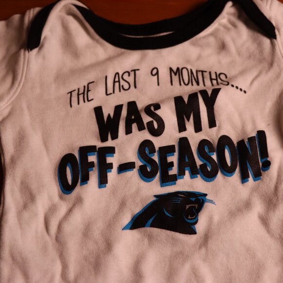 Set of 2 Pathers NFL Football themed baby onesises, 0/3 months, lightly used - Picture 2 of 4